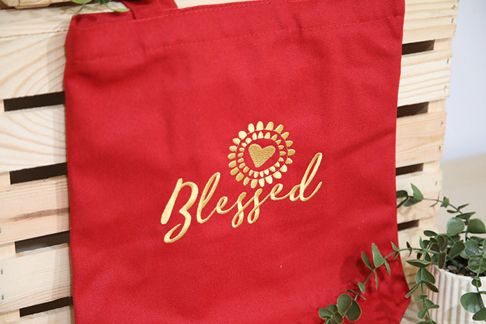 The "Blessed" Canvas Petite Tote Bag
