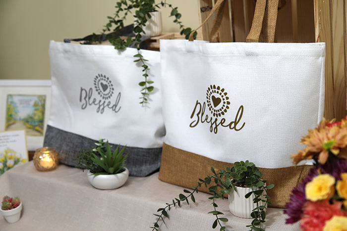 The "Blessed" Two-Tone Utility Tote