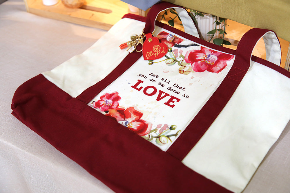 Do Everything in Love Burgundy Tote