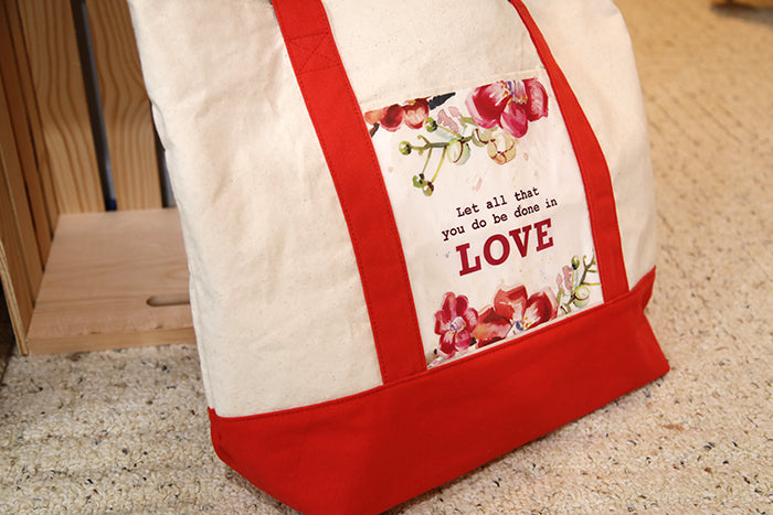 "Do Everything in Love" Plum Blossom Tote