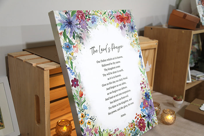 The Lord’s Prayer Floral Canvas Art (16"x20")