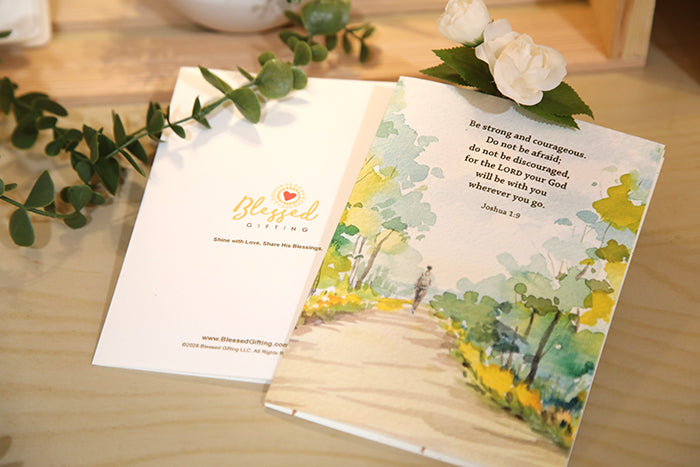 Journey with God’s Presence: Joshua 1:9 Vibrant Path Card