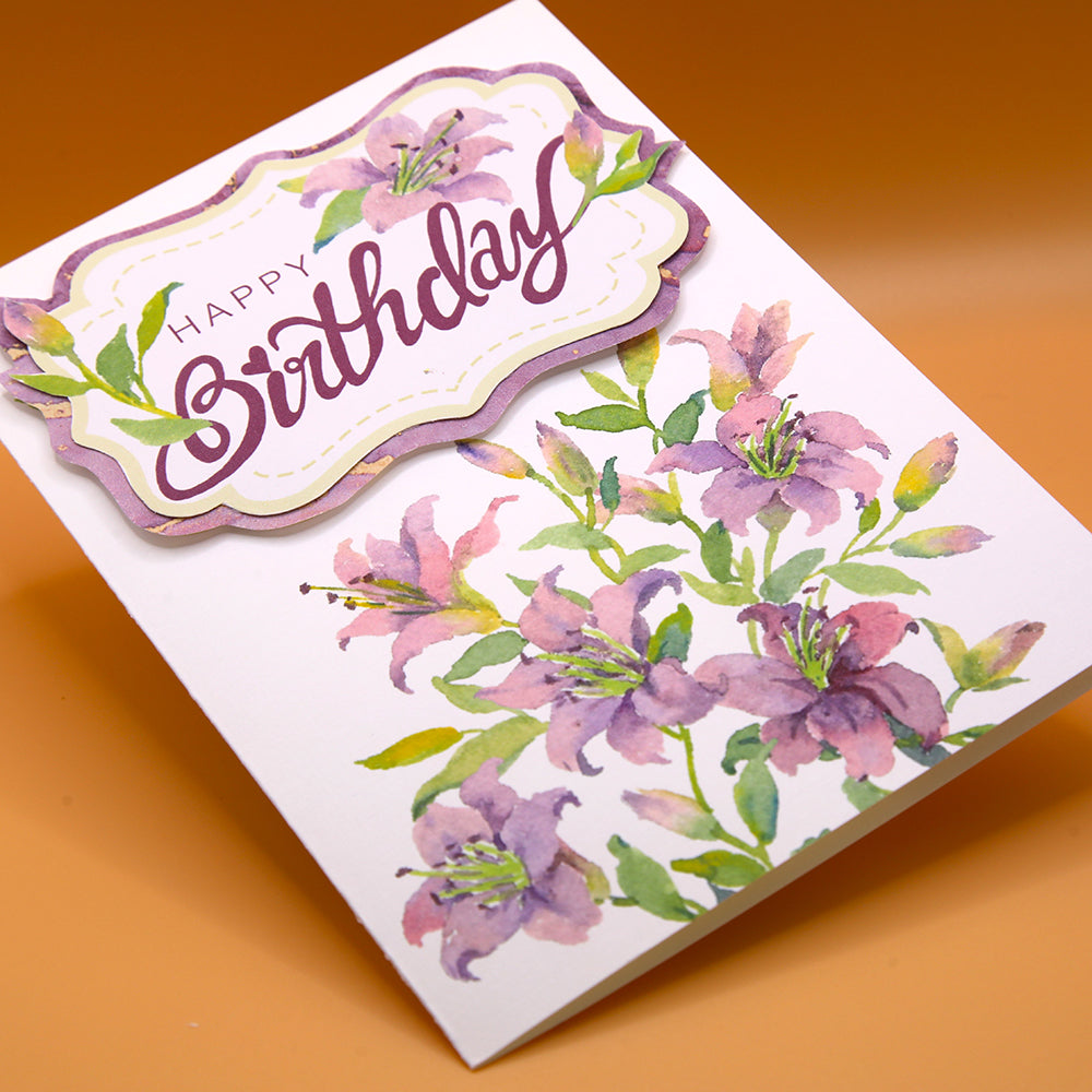 "Purple Lily Birthday Wishes" Greeting Card
