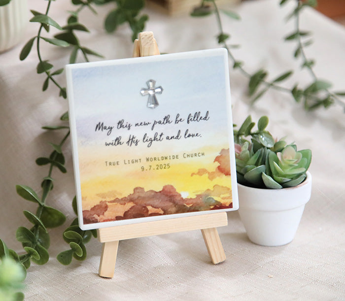 Walking in His Light – Baptism Keepsake Tile Gift Set