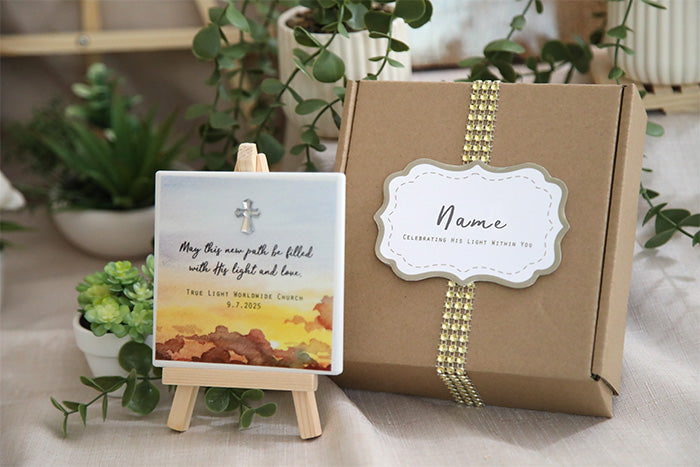 Walking in His Light – Baptism Keepsake Tile Gift Set