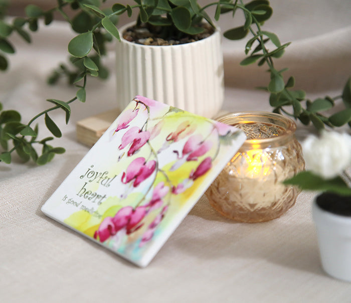 “Cheerful Heart Blooms" Coaster & Easel Set