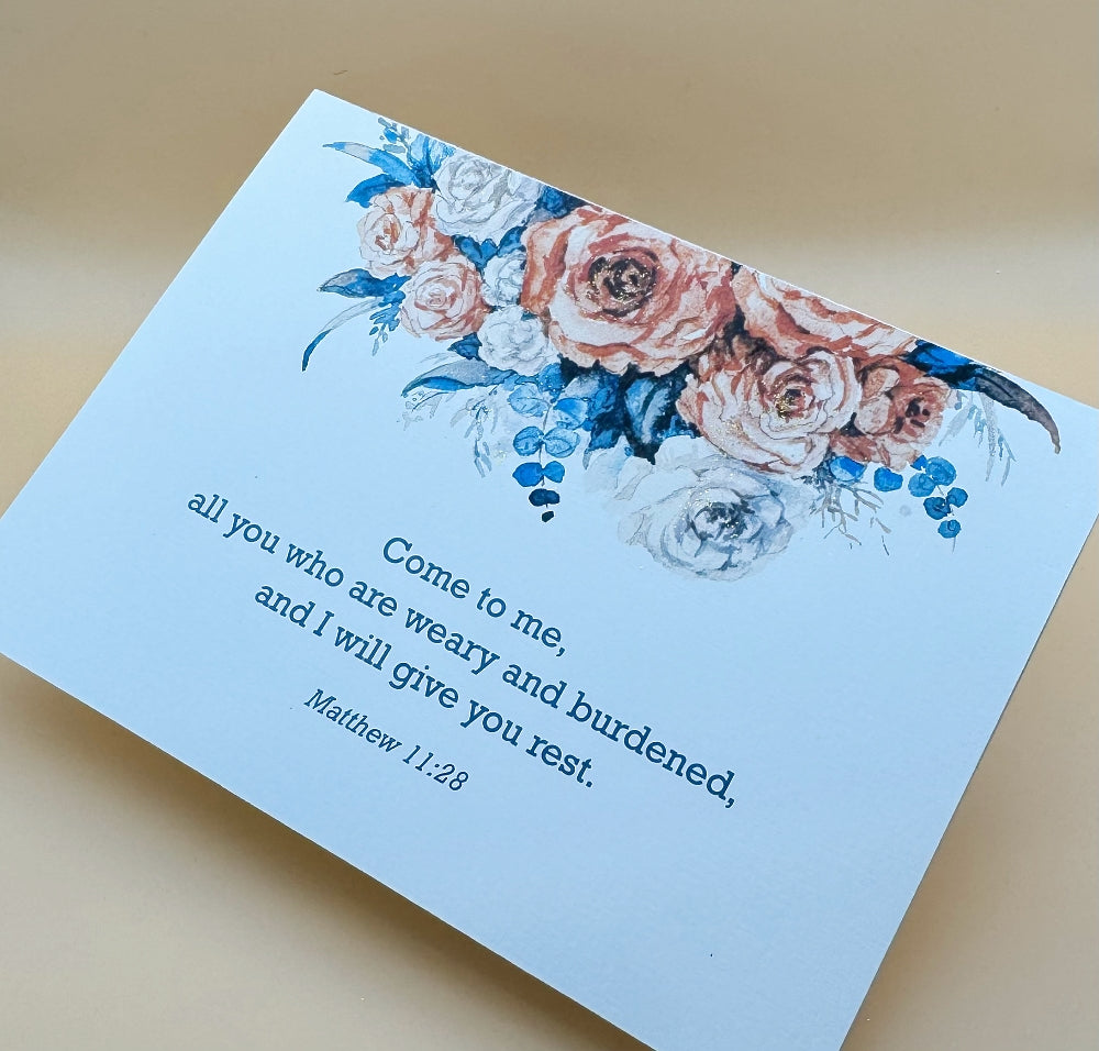 "Come to Me" Roses Greeting Card: Comfort in His Presence