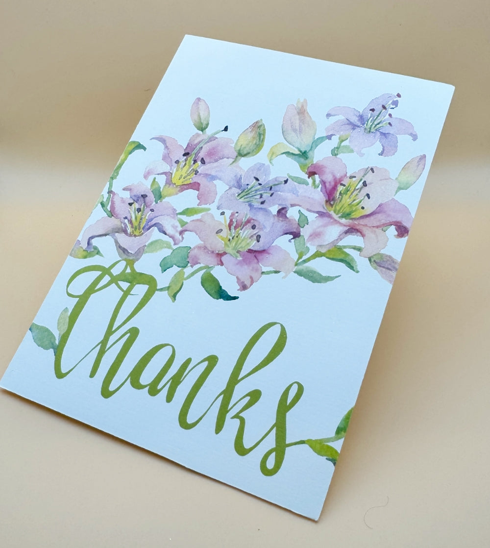 "Thanks" Pink Lily Greeting Card