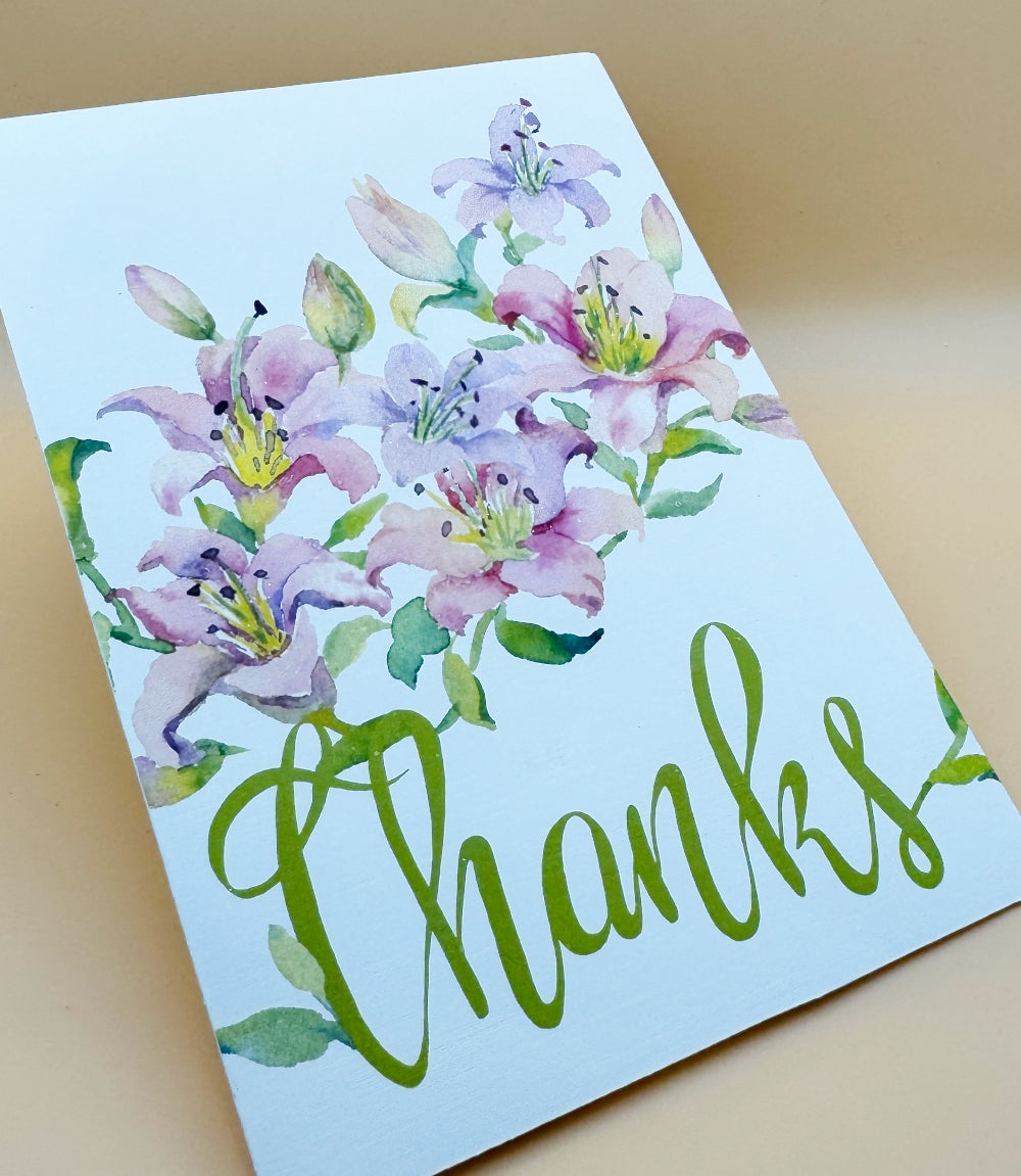 "Thanks" Pink Lily Greeting Card