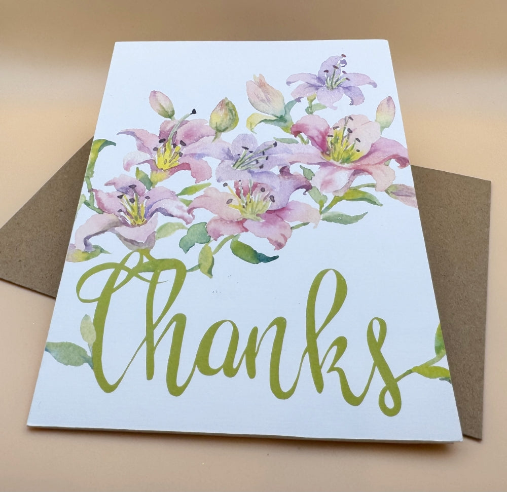 "Thanks" Pink Lily Greeting Card