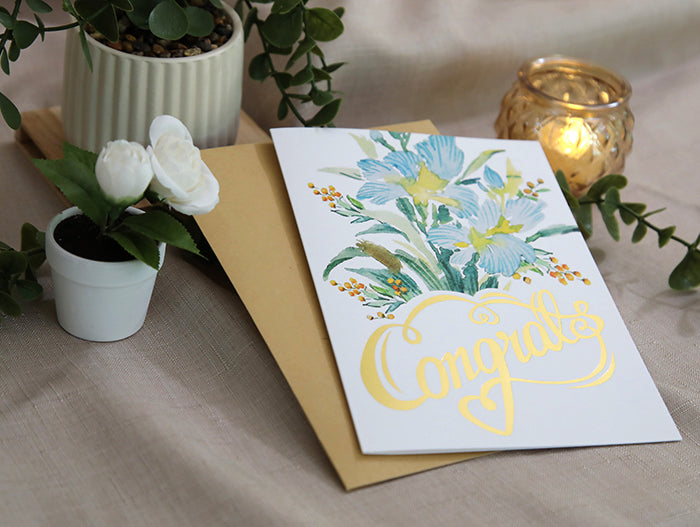 "Blue Iris Congrats" Greeting Card