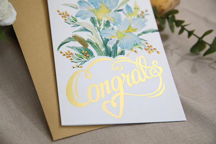 "Blue Iris Congrats" Greeting Card