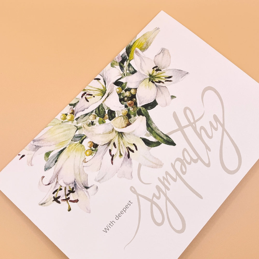 "White Lily Sympathy" Greeting Card