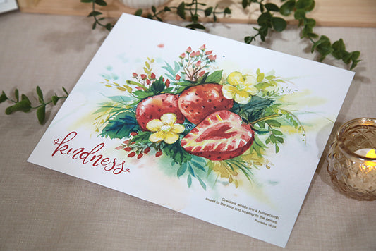 "Kindness" Strawberry Art Print — Fruits of the Spirit Series