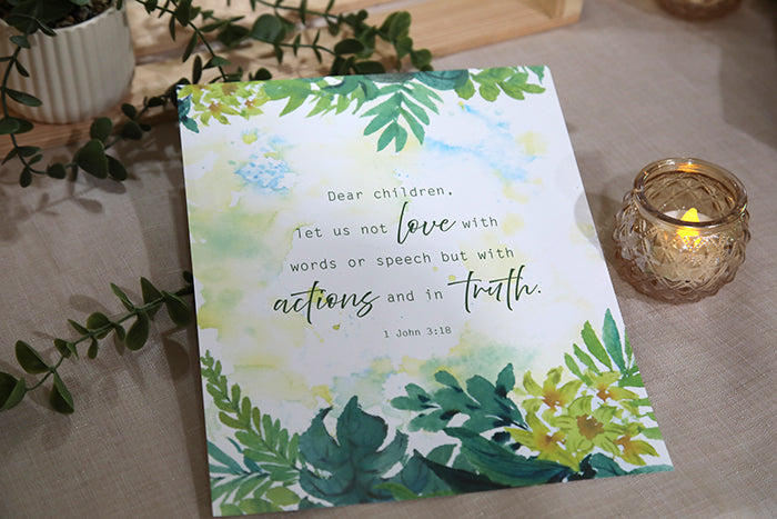 "Actions and in Truth" — 1 John 3:18 Botanical Art Print