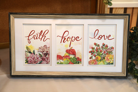 The "Faith, Hope, & Love" Hand-Layered 3D Art Frame