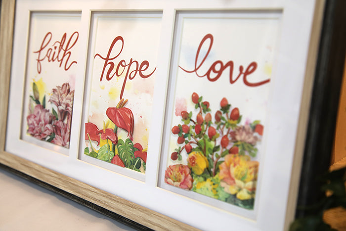The "Faith, Hope, & Love" Hand-Layered 3D Art Frame
