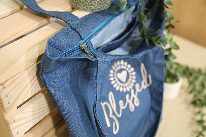 The "Blessed" Canvas Petite Tote Bag