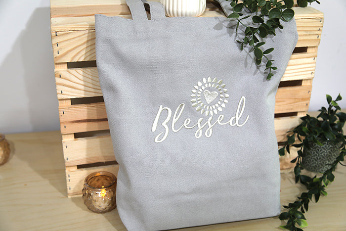 The "Blessed" Canvas Petite Tote Bag