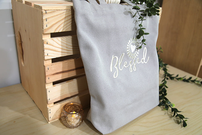 The "Blessed" Canvas Petite Tote Bag