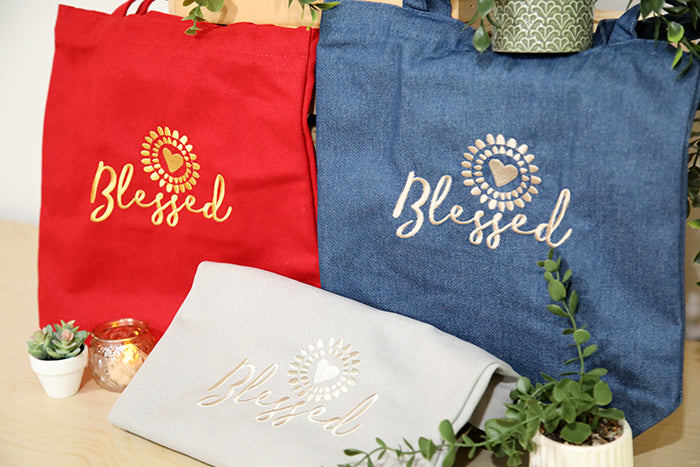 The "Blessed" Canvas Petite Tote Bag