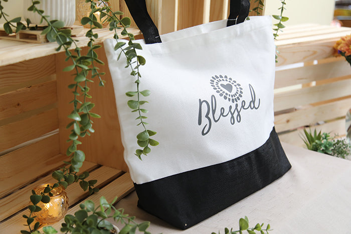 The "Blessed" Two-Tone Utility Tote
