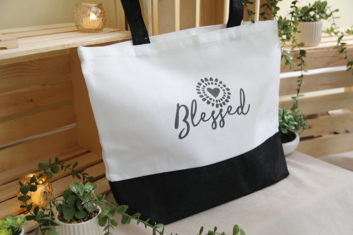 The "Blessed" Two-Tone Utility Tote