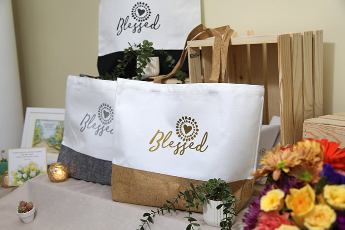 The "Blessed" Two-Tone Utility Tote