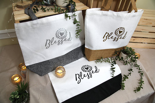 The "Blessed" Two-Tone Utility Tote