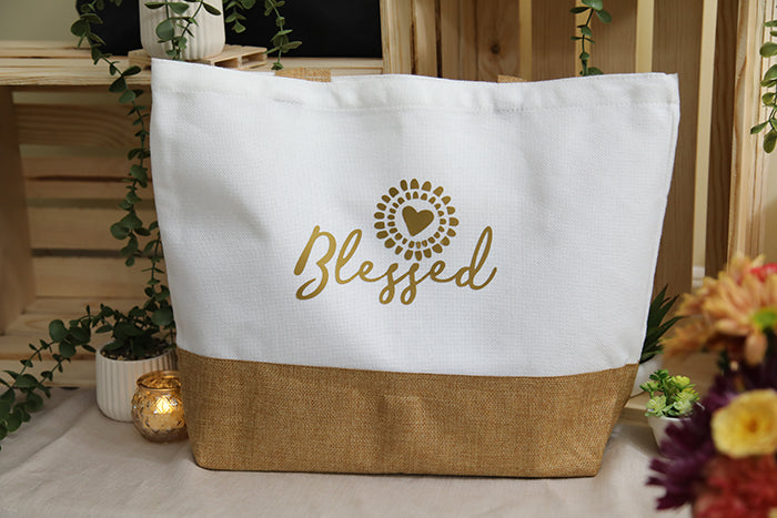 The "Blessed" Two-Tone Utility Tote