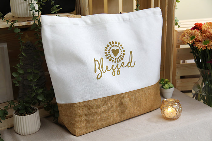 The "Blessed" Two-Tone Utility Tote