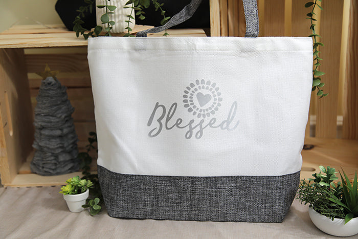 The "Blessed" Two-Tone Utility Tote