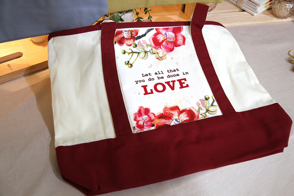 Do Everything in Love Burgundy Tote