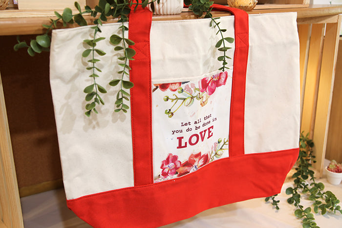"Do Everything in Love" Plum Blossom Tote