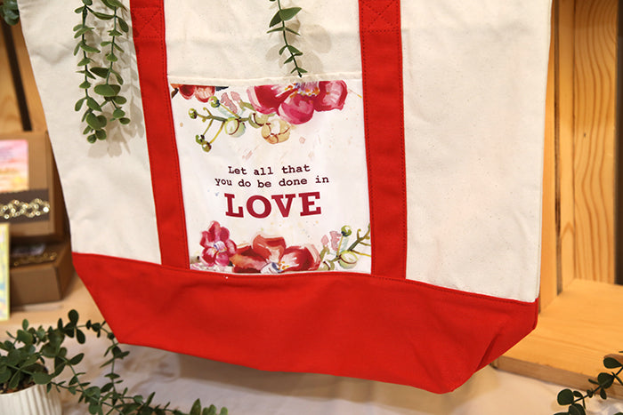 "Do Everything in Love" Plum Blossom Tote
