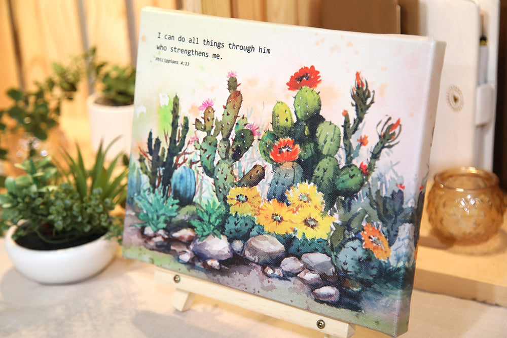 Desert Bloom: Cactus Watercolor Canvas Print
