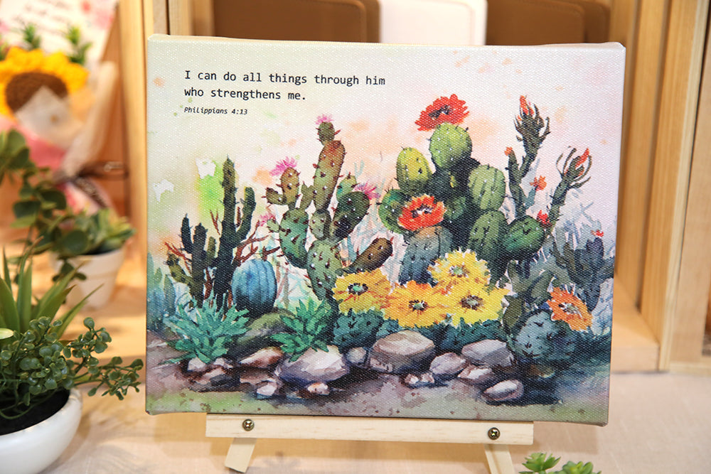 Desert Bloom: Cactus Watercolor Canvas Print