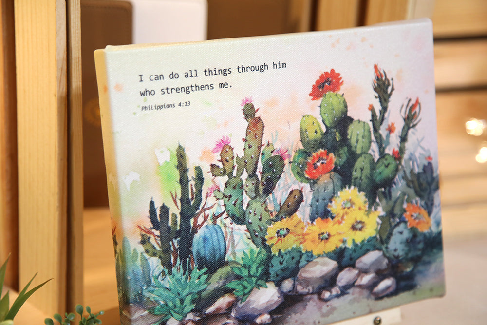 Desert Bloom: Cactus Watercolor Canvas Print