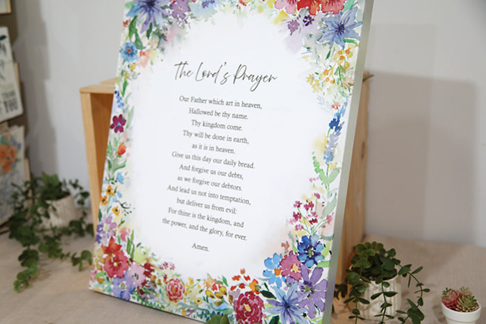 The Lord’s Prayer Floral Canvas Art (16"x20")