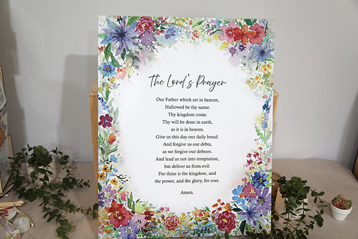 The Lord’s Prayer Floral Canvas Art (16"x20")