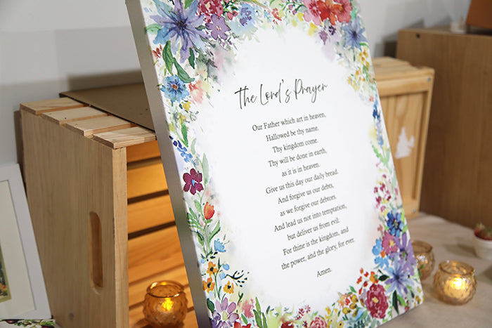 The Lord’s Prayer Floral Canvas Art (16"x20")