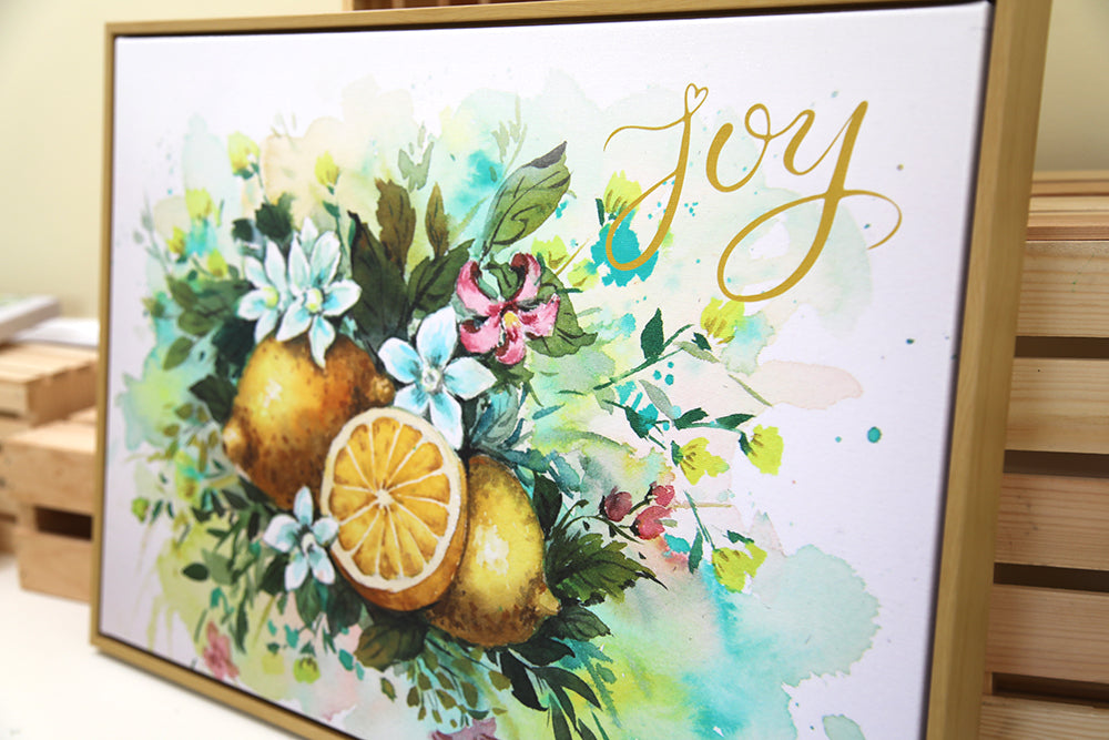 Joy (Lemon) in Bloom: 24x16 Wooden Framed Canvas Print