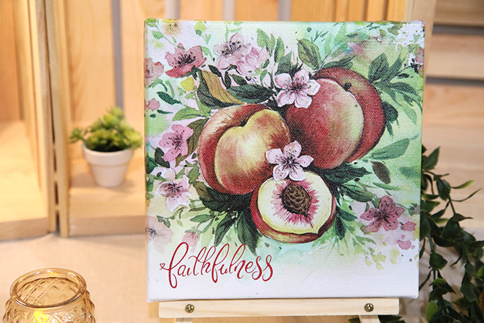 Faithfulness (Peach) in Bloom: 8x8 Canvas Print