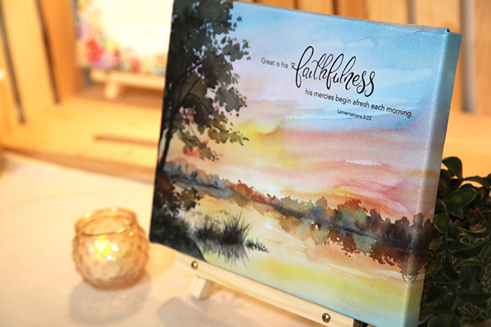 New Mercies Every Morning: Lamentations 3:23 Canvas Art (10”x8”)