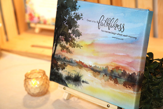New Mercies Every Morning: Lamentations 3:23 Canvas Art (10”x8”)