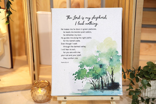 Peaceful Reflection Psalm 23 Canvas Print