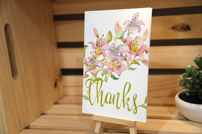 "Thanks" Pink Lily Greeting Card