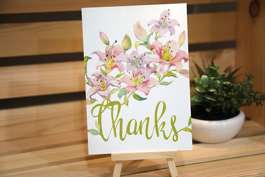 "Thanks" Pink Lily Greeting Card