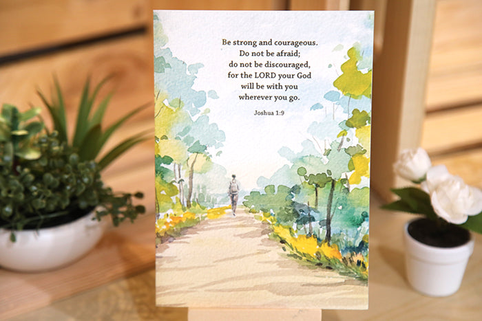Journey with God’s Presence: Joshua 1:9 Vibrant Path Card