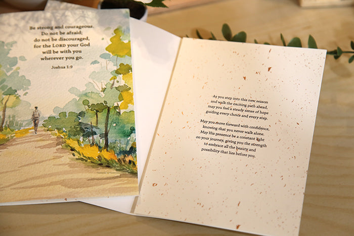Journey with God’s Presence: Joshua 1:9 Vibrant Path Card